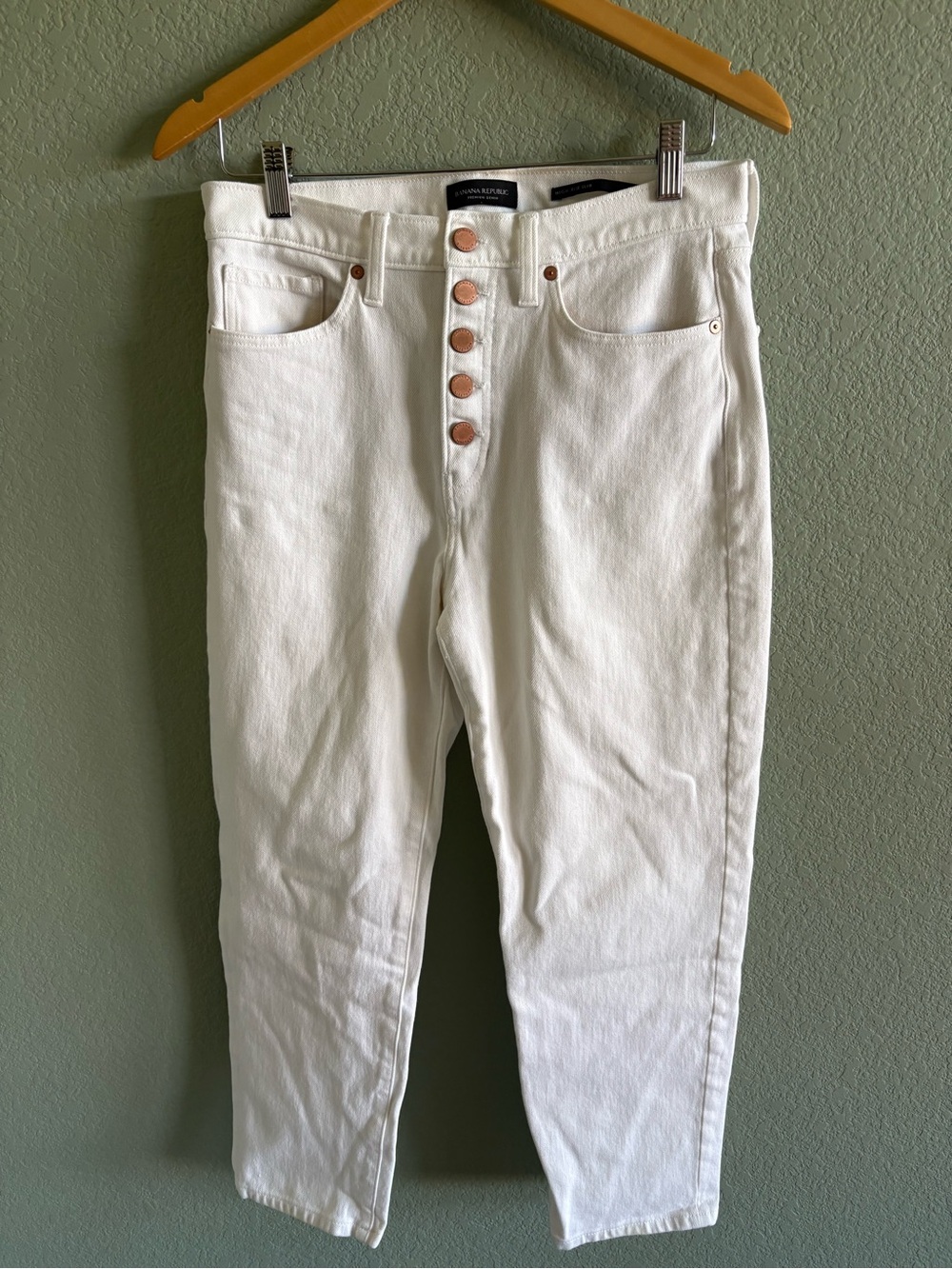 Banana Republic White Slim High-Rise Copper Button-Fly Jeans 30P